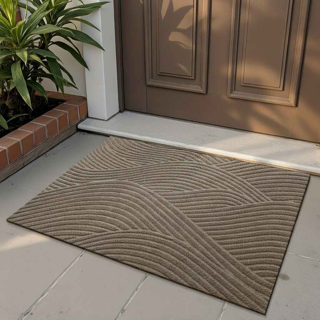 Home Horizon Geometric Striped Doormat — Non-Slip Backing, 75cm X 45cm