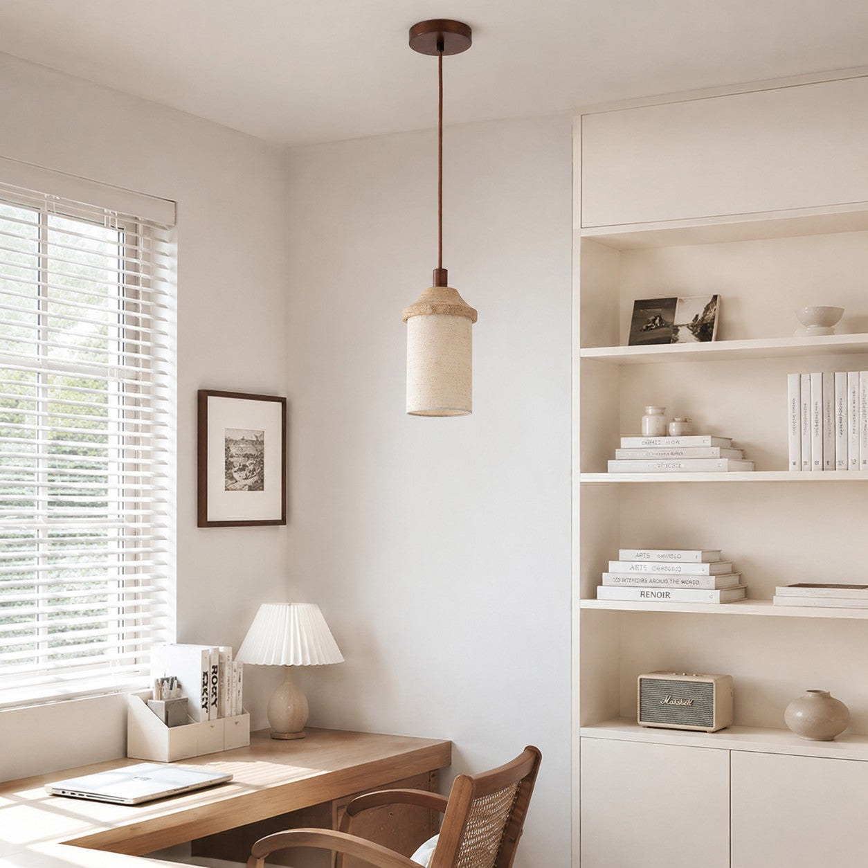 Travertine Pendant Light with Natural Stone Texture | Souliia