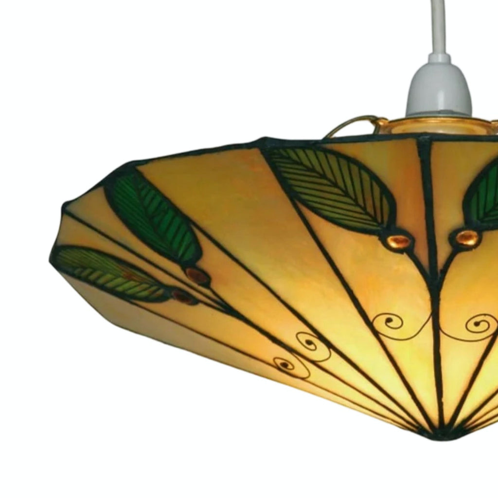 TF Colorful Stained Glass Leaf Pendant – Retro Tiffany Shade with Metal Frame for Kitchen Island and Reading Nook | Souliia