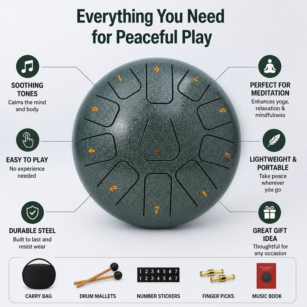 SereniTone Steel Tongue Drum — Instantly Melt Stress and Unlock Your Creative Flow - Souliia