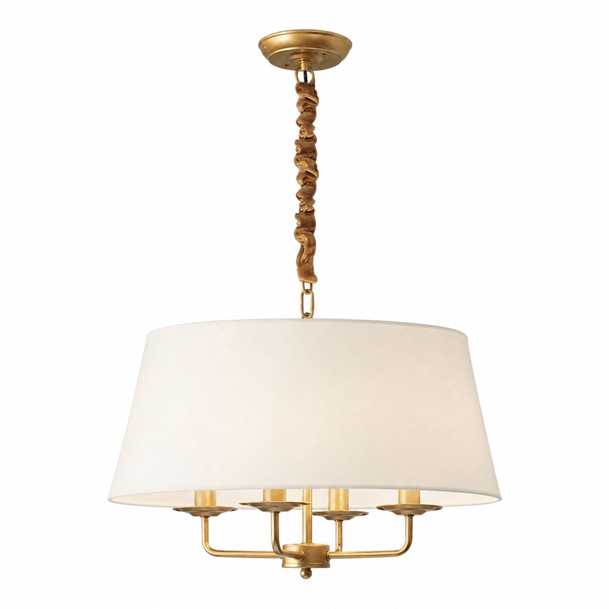 Tela Stoffschirm-Kronleuchter mit geschwungenem Arm-Design und Leinen-Schirmen - Metall Vintage-Stil für Esszimmer | Souliia