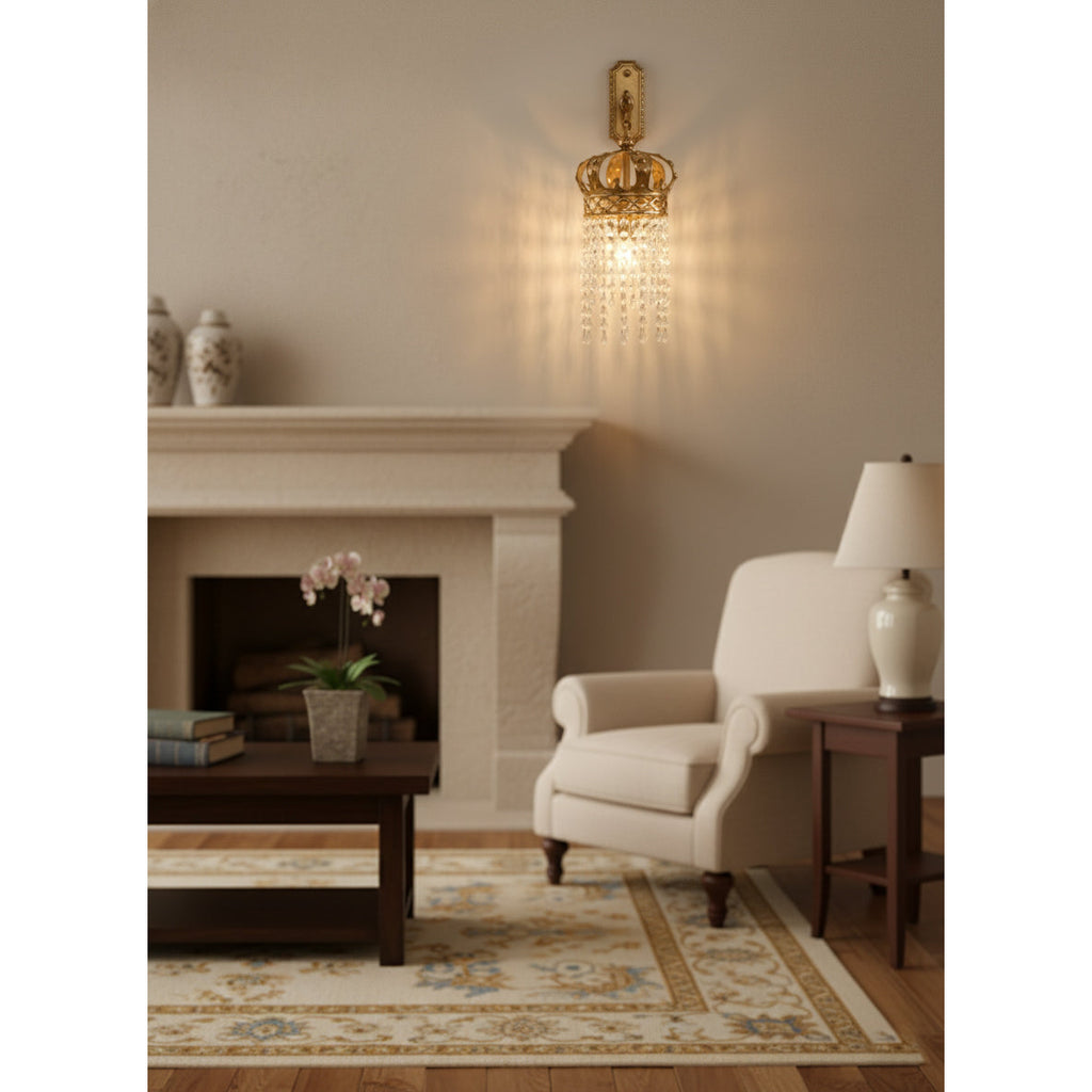 Timon Brass Crown Wall Lamp | Souliia