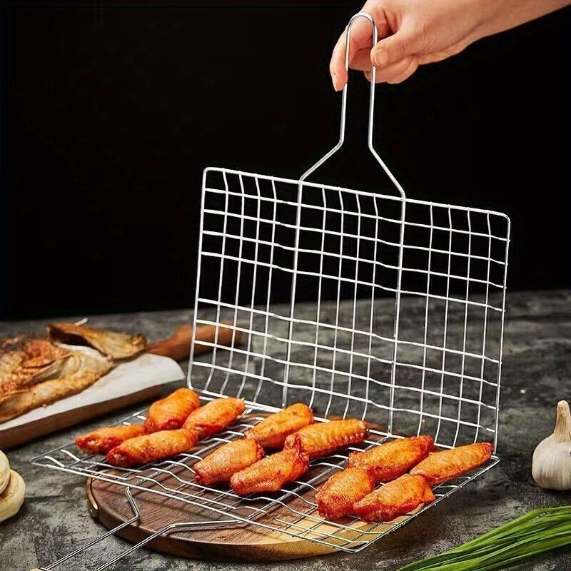 GrillGrid Large-Capacity Bbq Basket — Rectangular Design, Secure Flip Action, Even Heat Distribution