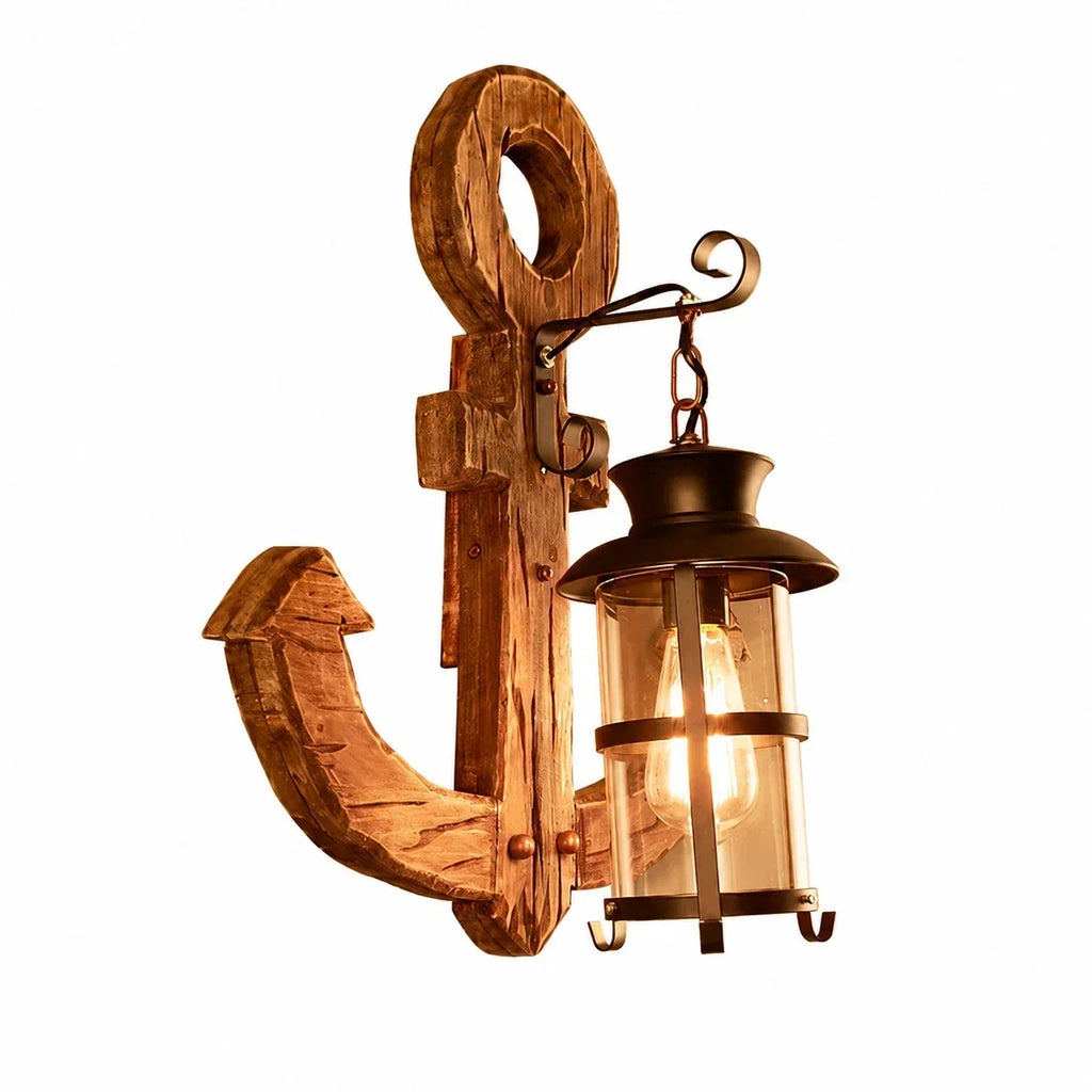Rustic Ship Wood Industrial Wall Sconce Lamp | Souliia