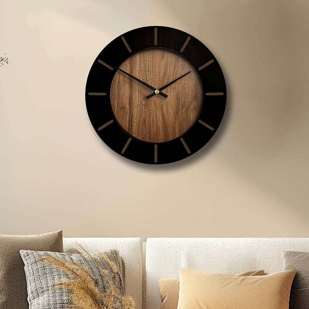 TimberMuse Wooden Wall Clock — Silent Movement, Classic Silhouette