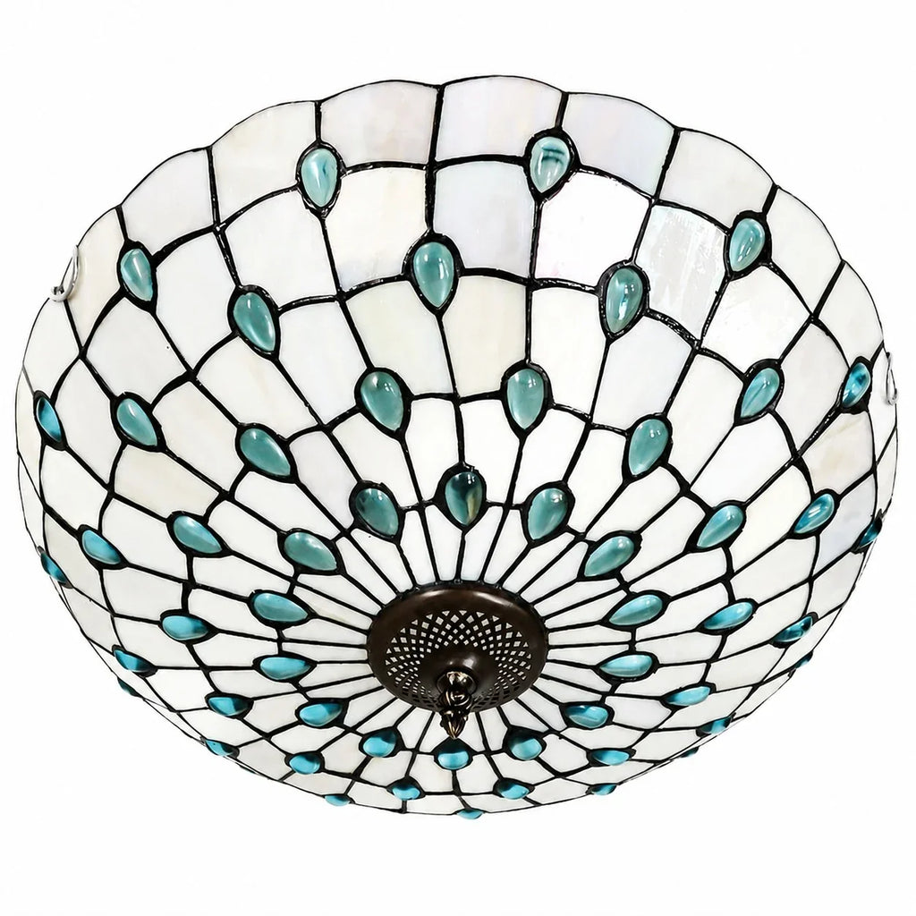 Tiffany-Style Stained Glass Flush Mount Light | Souliia
