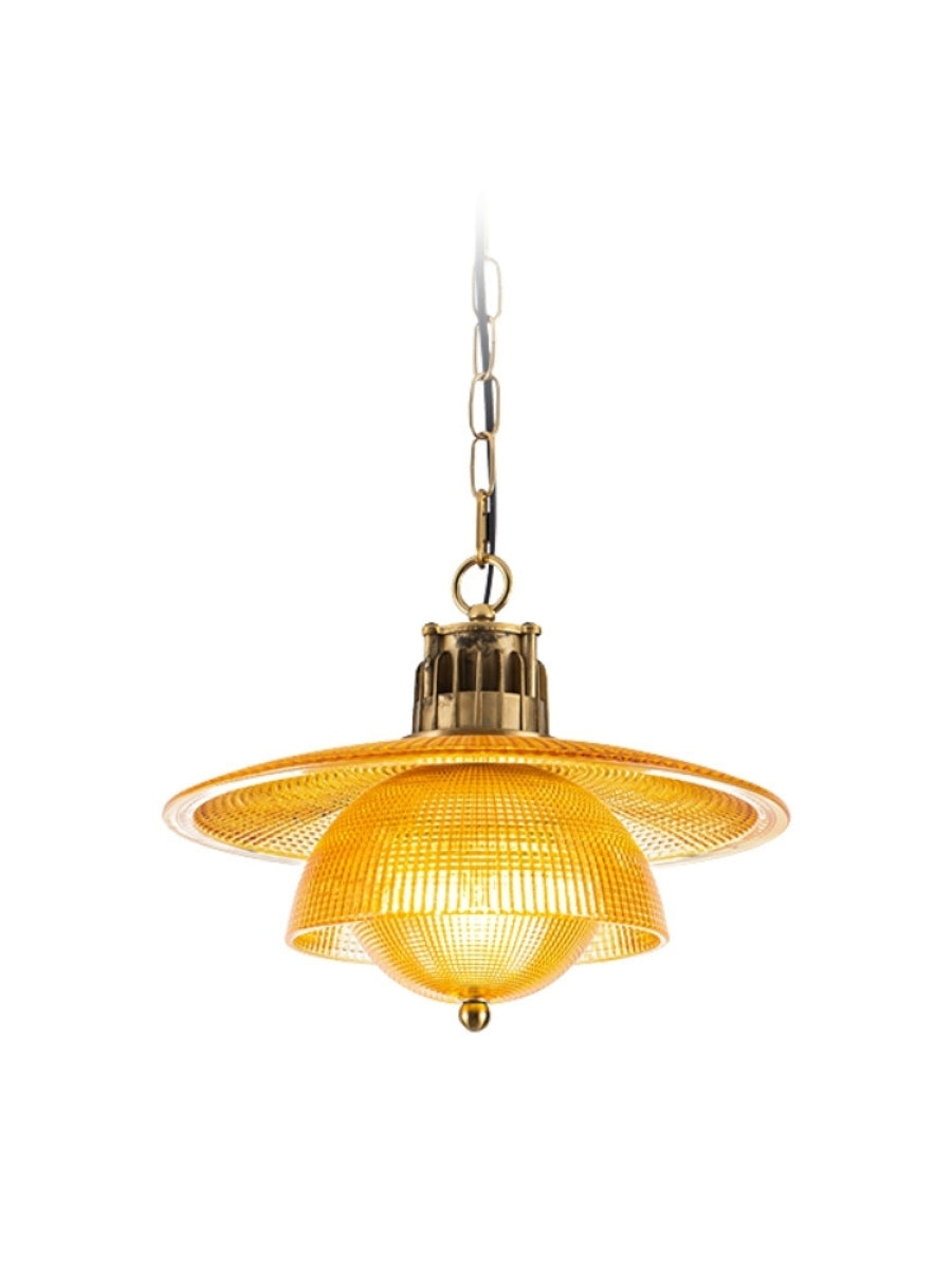 Ribbed Glass Pendant Light - Contemporary Brass and Glass Pendant for Kitchen and Living Room | Souliia
