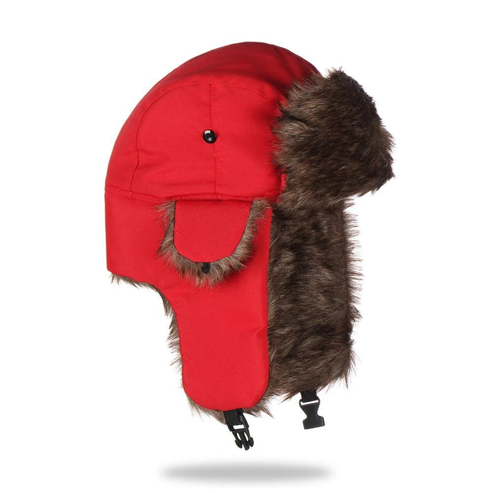Cappello da sci aviator in ecopelliccia soffice — Copertura invernale completa con paraorecchie