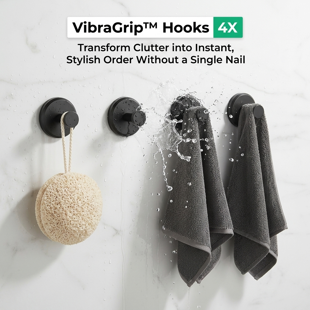 VibraGrip Hooks 4X — Transform Clutter into Instant, Stylish Order Without a Single Nail - Souliia
