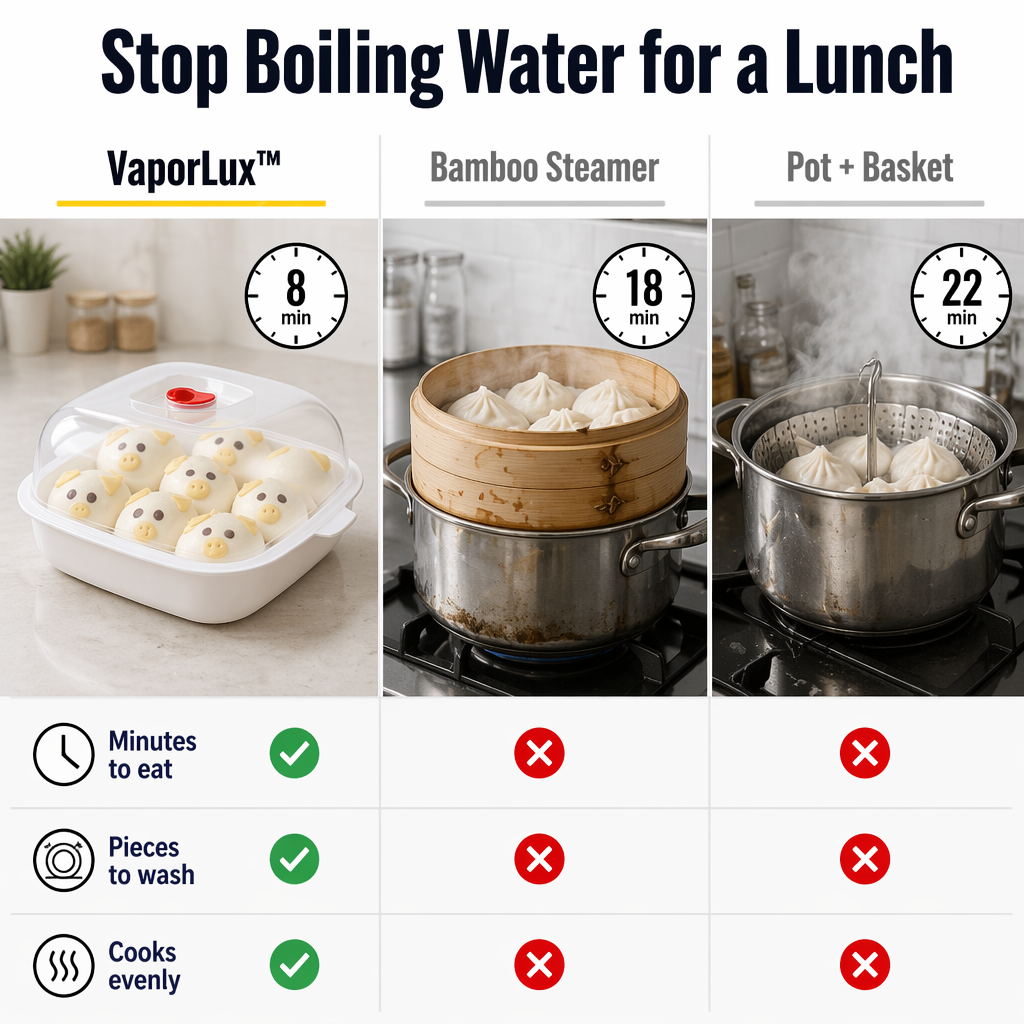 VaporLux — Damp dumplings, fisk og grøntsager direkte i mikrobølgeovnen - Souliia
