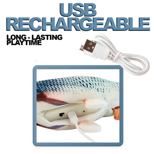 Interaktiv floppefisk til kæledyr, der oplades via USB
