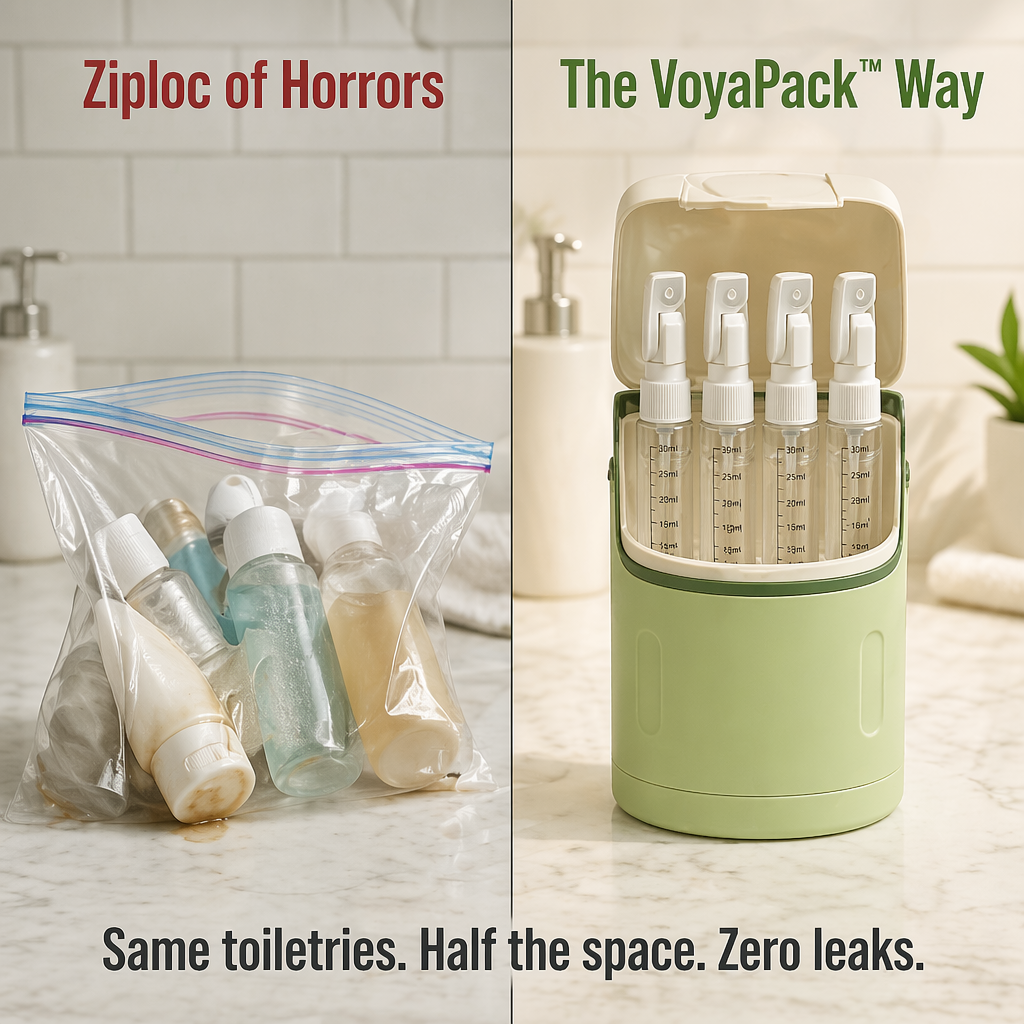 VoyaPack — Pack, Lock & Dispense All Four Toiletries From One Case - Souliia
