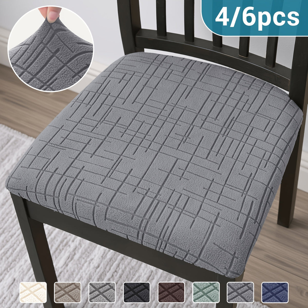 Crossfit Elastic Dining Chair Covers — Cross-Textured Stretch Fabric, Secure Fit