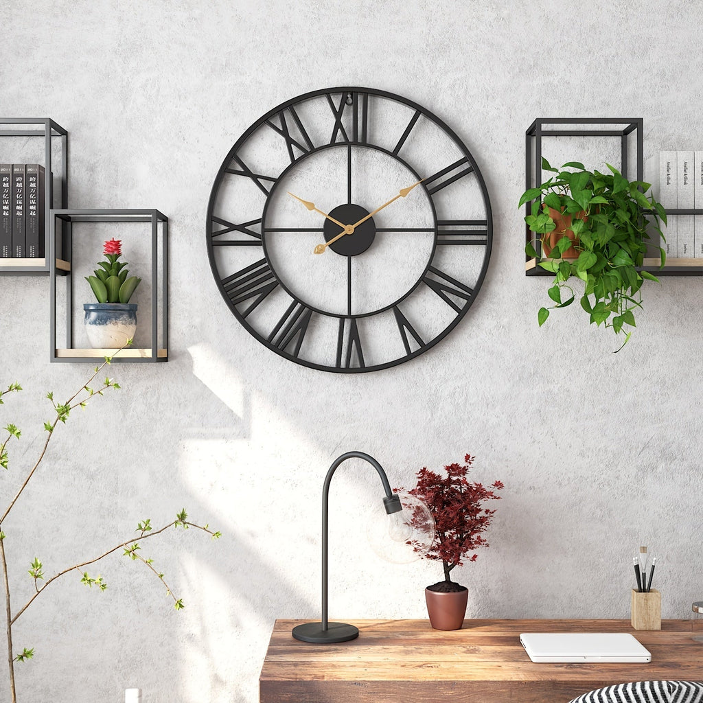Serenetime Classic Round Wall Clock — Metal Frame, 30cm Diameter, Silent Sweep