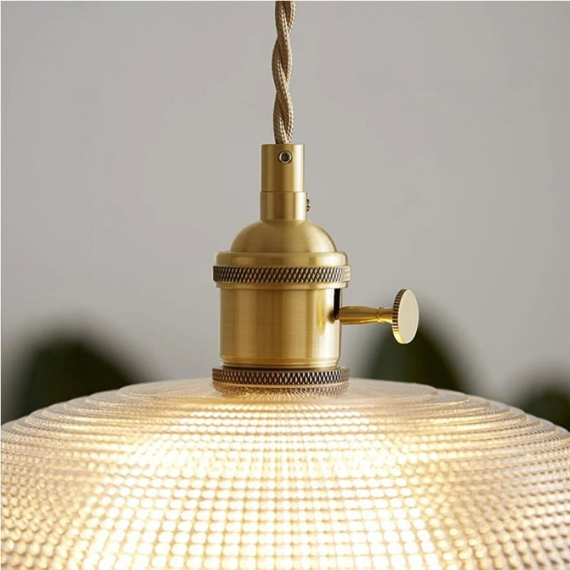 Solrib Gerippte Schalen-Pendelleuchte - Vintage-Glasleuchte für Esszimmer | Souliia