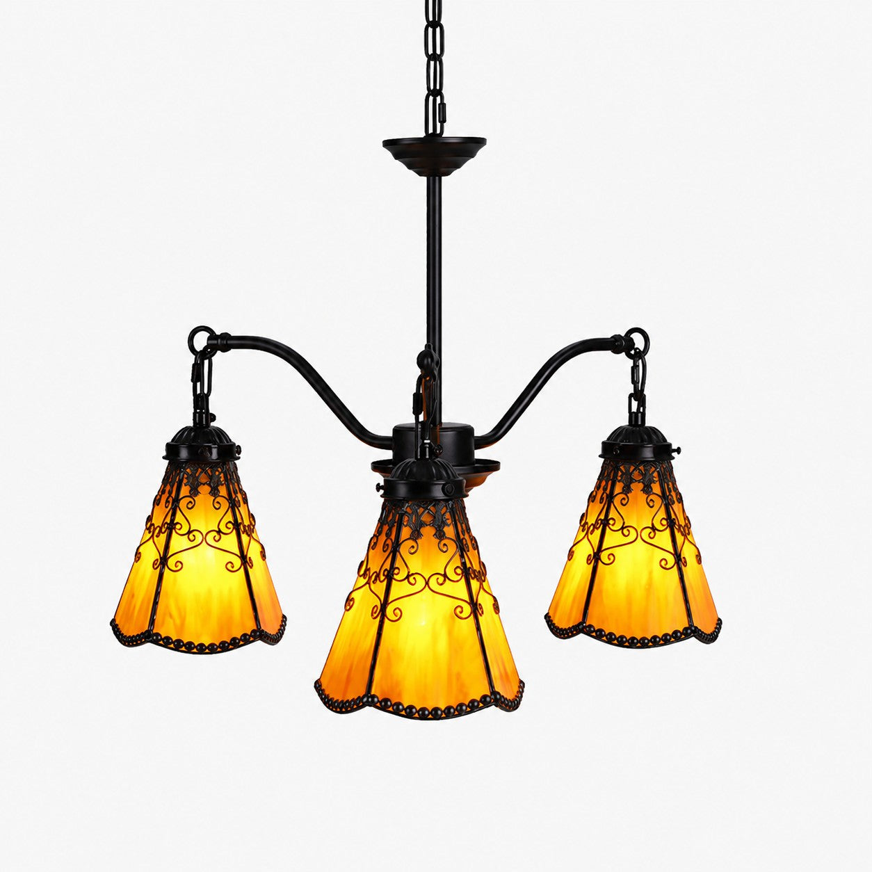 Tiffany-Style 3-Light Glass Pendant Chandelier | Souliia