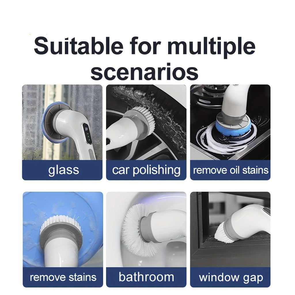Cleanswift 9-In-1 Power Cleaning Brush Set — 300 RPM, 60-Minute Cordless Runtime, Nine Interchangeable Heads