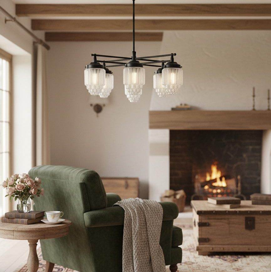 Tierlux Glas Moderner Art Deco Mehrarm-Glas-Kronleuchter – Premium Deckenleuchte für Wohnzimmer oder Essbereich | Souliia
