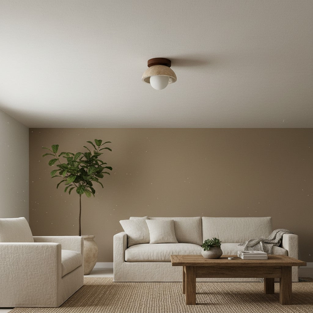 Travira Deckenleuchte mit strukturiertem Schalen-Design, Aufbaumontage – Organischer Stil für Wohnzimmer | Souliia
