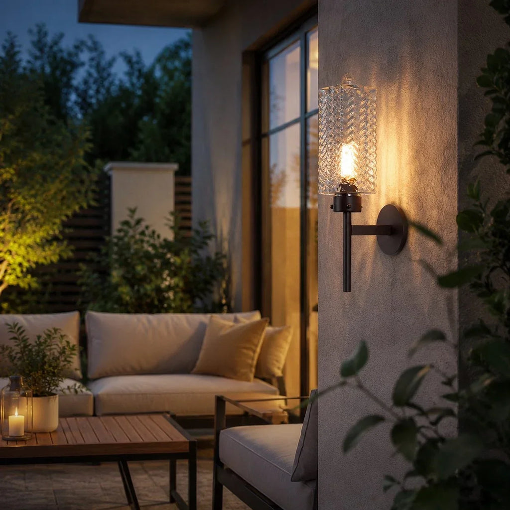 Rippled Glass Outdoor Wall Sconce | Souliia