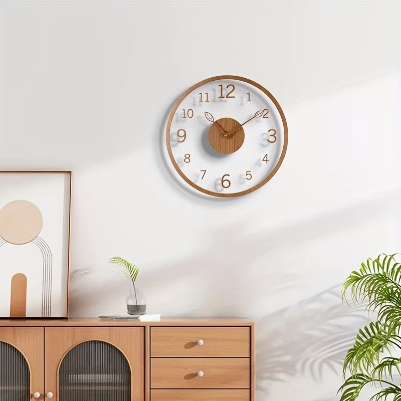 Leafora Minimalist Floating Wall Clock — Clean Leaf Motif Dial
