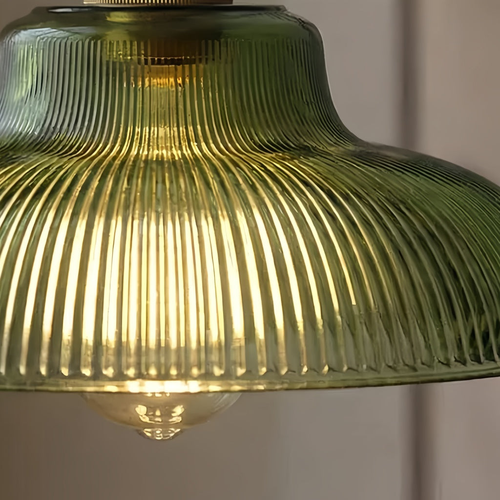 Ribilux Ribbed Pendant Light - Vintage Glass and Metal for Kitchen and Dining Room | Souliia