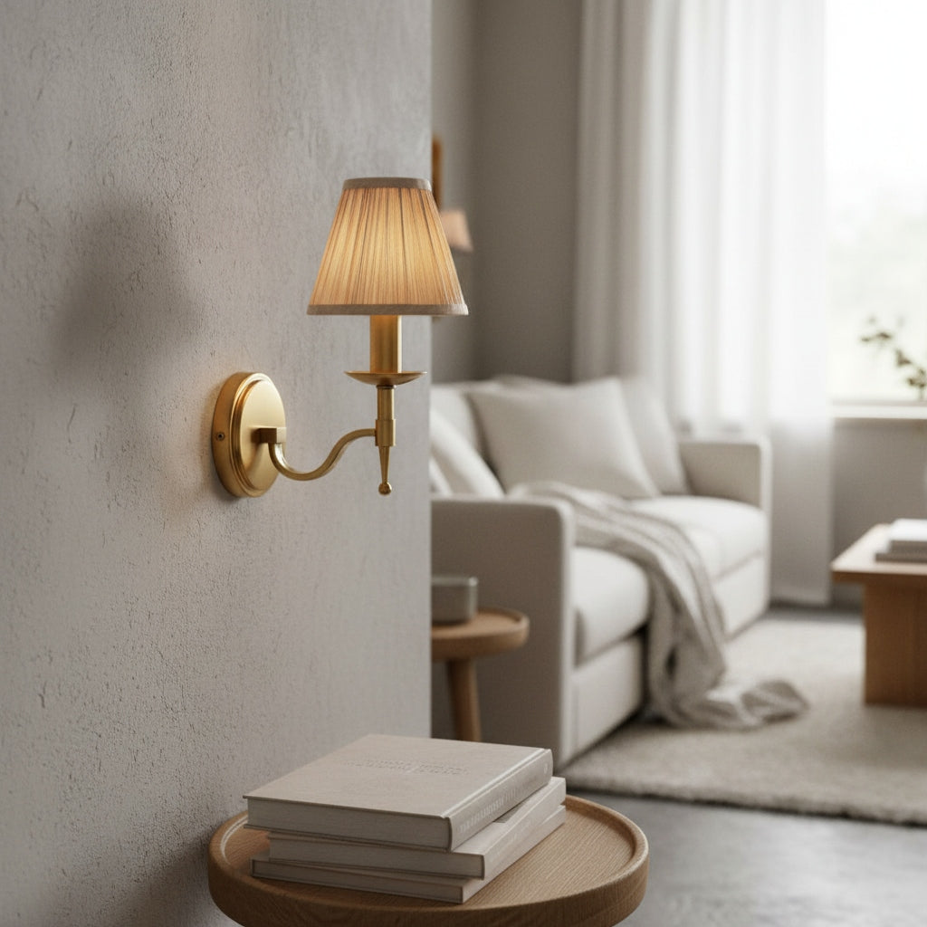Tela zeitlose Übergangs-Wandleuchte mit Stoffschirm für Schlafzimmer und Esszimmer | Souliia