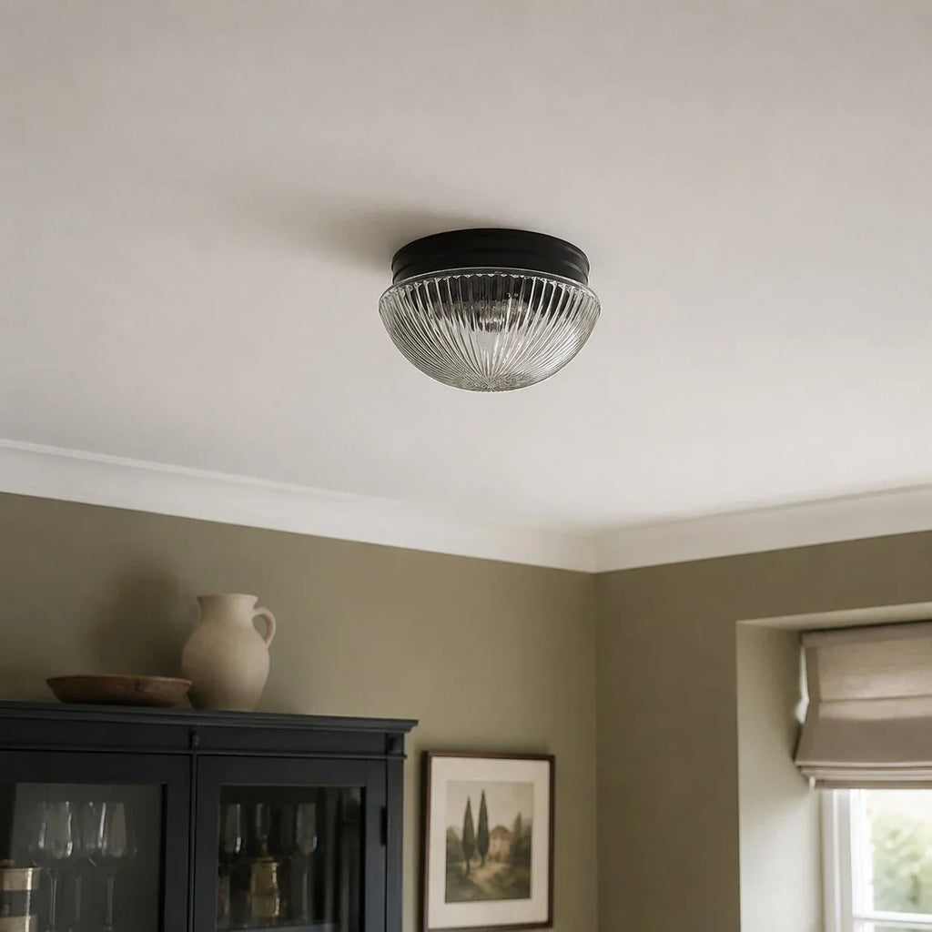 Ribbed or Opal Glass Flush Mount Ceiling Light | Souliia