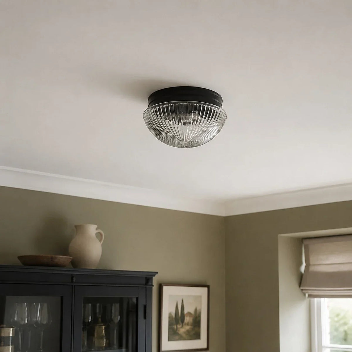 Ribbed or Opal Glass Flush Mount Ceiling Light | Souliia