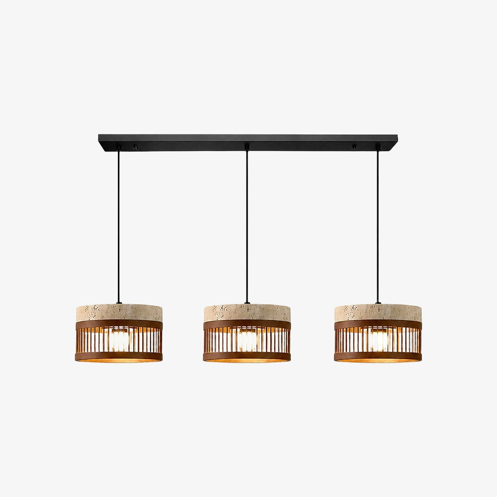 Vintage pendellampe i travertin og metal til spisestuen | Souliia