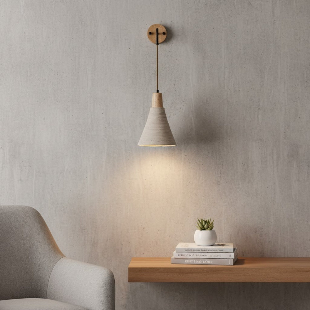 Solaraeon Microcement minimalistische Beton-Wandleuchte – Akzentbeleuchtung für Wohnzimmer innen | Souliia