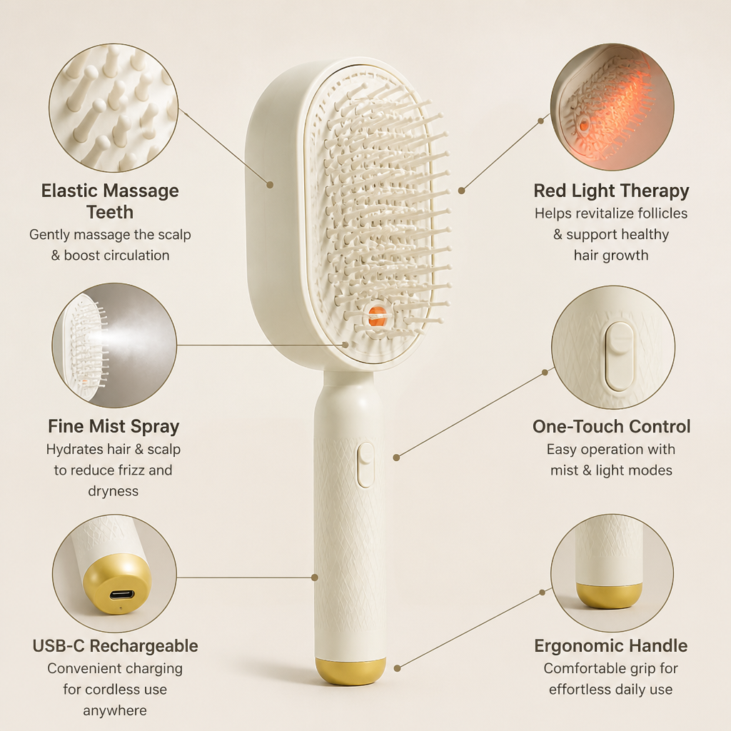 RevitaSilk Scalp Massager Comb — Muuta jokainen veto silkinpehmeiksi, stressittömiksi hiuksiksi - Souliia