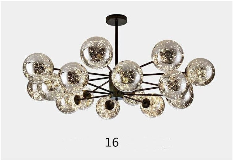 Luminex Glass Chandelier — Iron Frame, 12 or 16 Heads, LED Glow