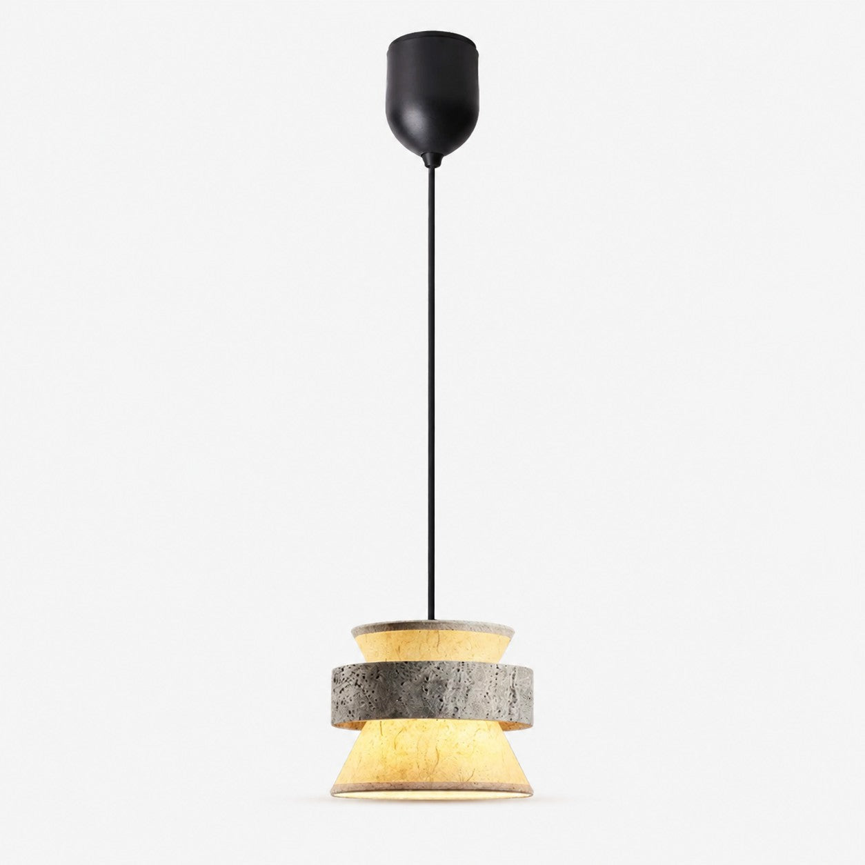 Silver Stone Texture Rice Paper Pendant Light | Souliia
