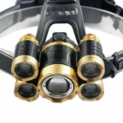 Ensemble de lampe frontale étanche rechargeable avec 5 LED - Souliia