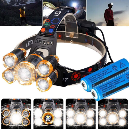 Ensemble de lampe frontale étanche rechargeable avec 5 LED - Souliia