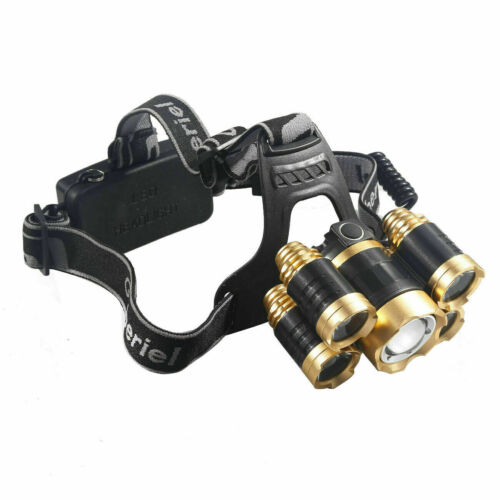 Ensemble de lampe frontale étanche rechargeable avec 5 LED - Souliia