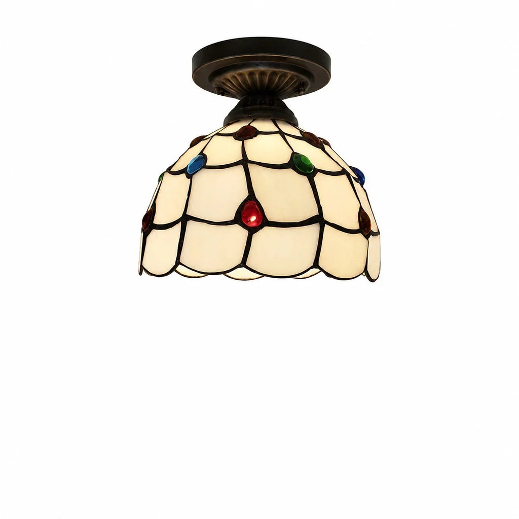Tiffany-Style Stained Glass Flush Mount Light | Souliia