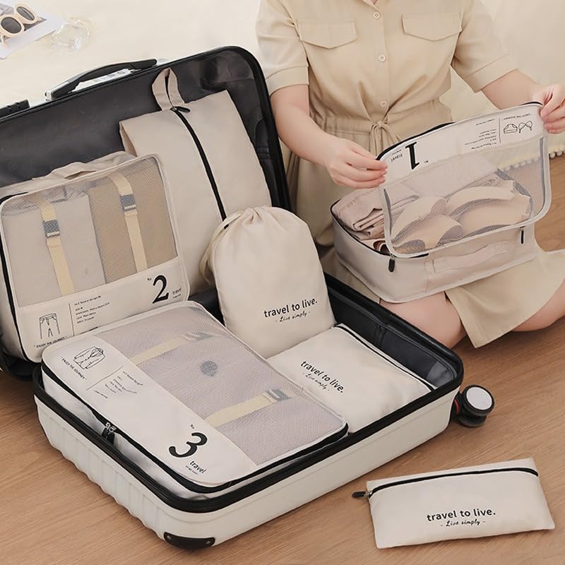 防水性7点セットの旅行用荷物整理バッグ - Souliia