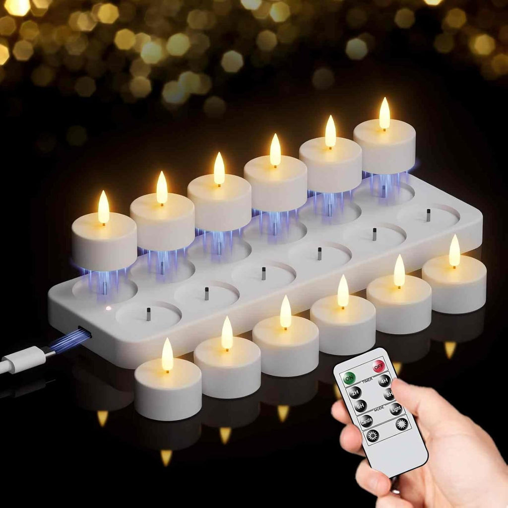 Bougies LED rechargeables avec station de charge USB - Souliia