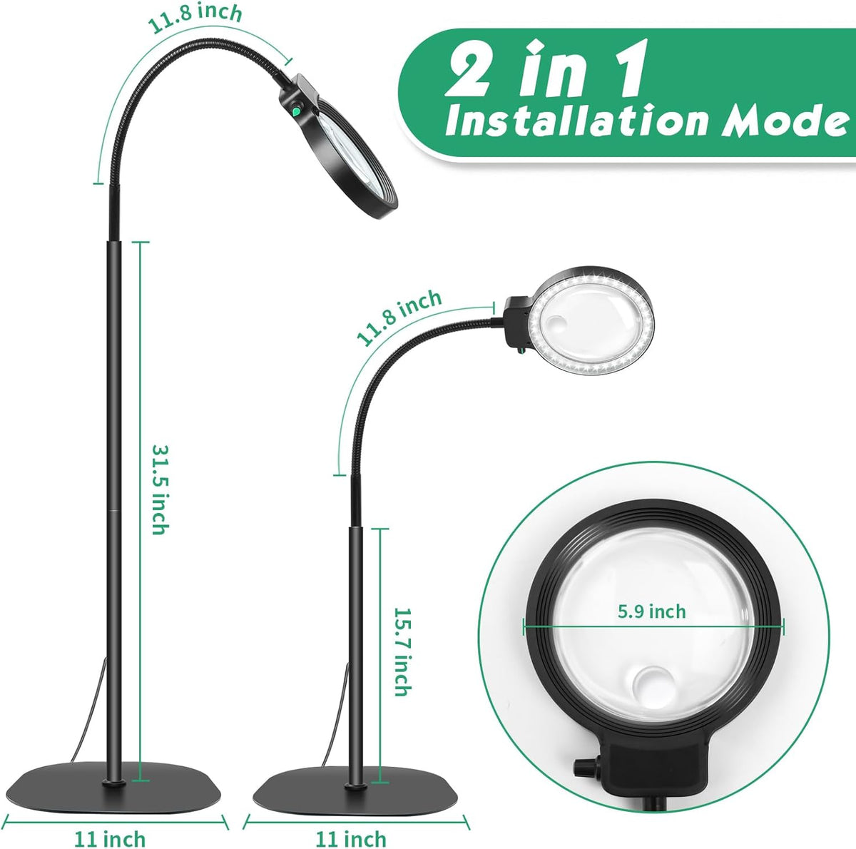 Full-Page Magnifying Glass with LED Light – Hands-Free Reading Aid for Books, Crafts & Hobbies