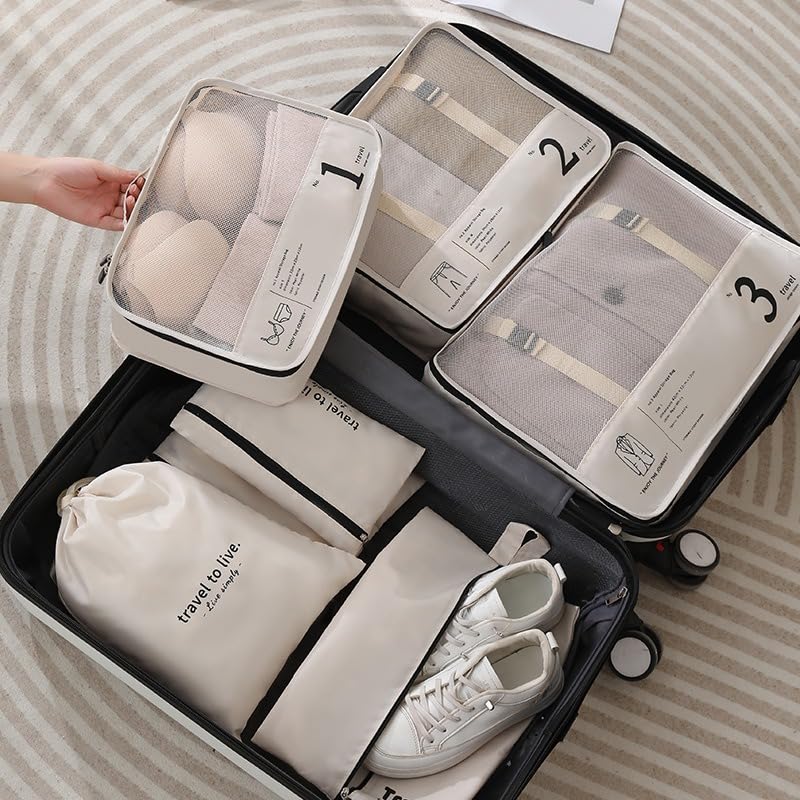 防水性7点セットの旅行用荷物整理バッグ - Souliia