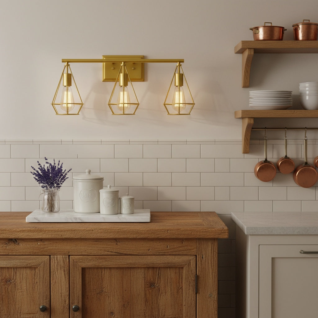 Solanivelo Retro Metal Wall Light with Diamond Hollow Shades for Kitchen Island | Souliia
