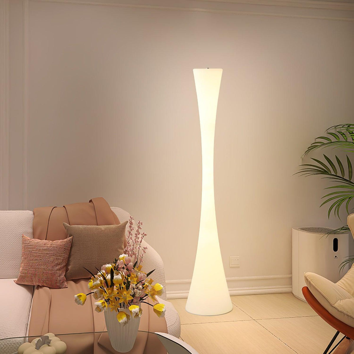 Romantic Simple White Column Floor Lamp M27 | Souliia