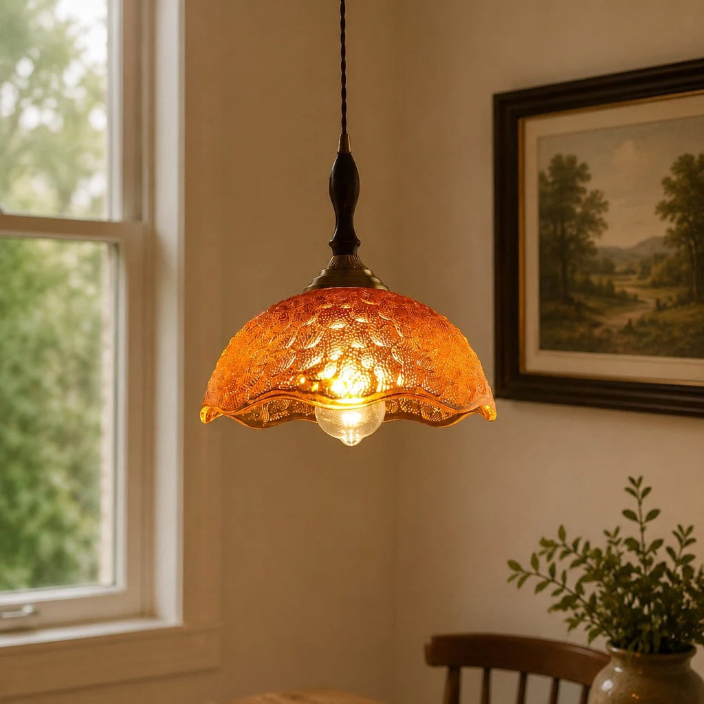 Vintage pendel i bølgekantet glas | Souliia