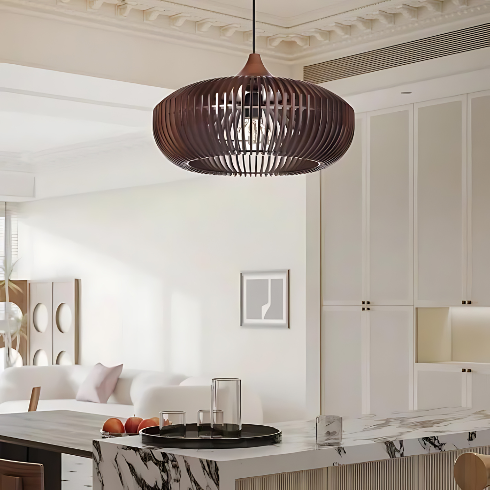 The Halo of Zen Japandi Wood Pendant Light | Souliia
