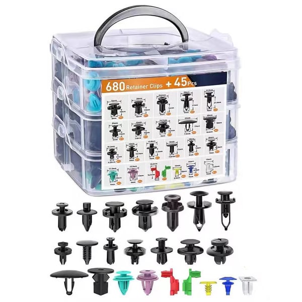 Set of 680 Automotive Fastening Clips - Souliia