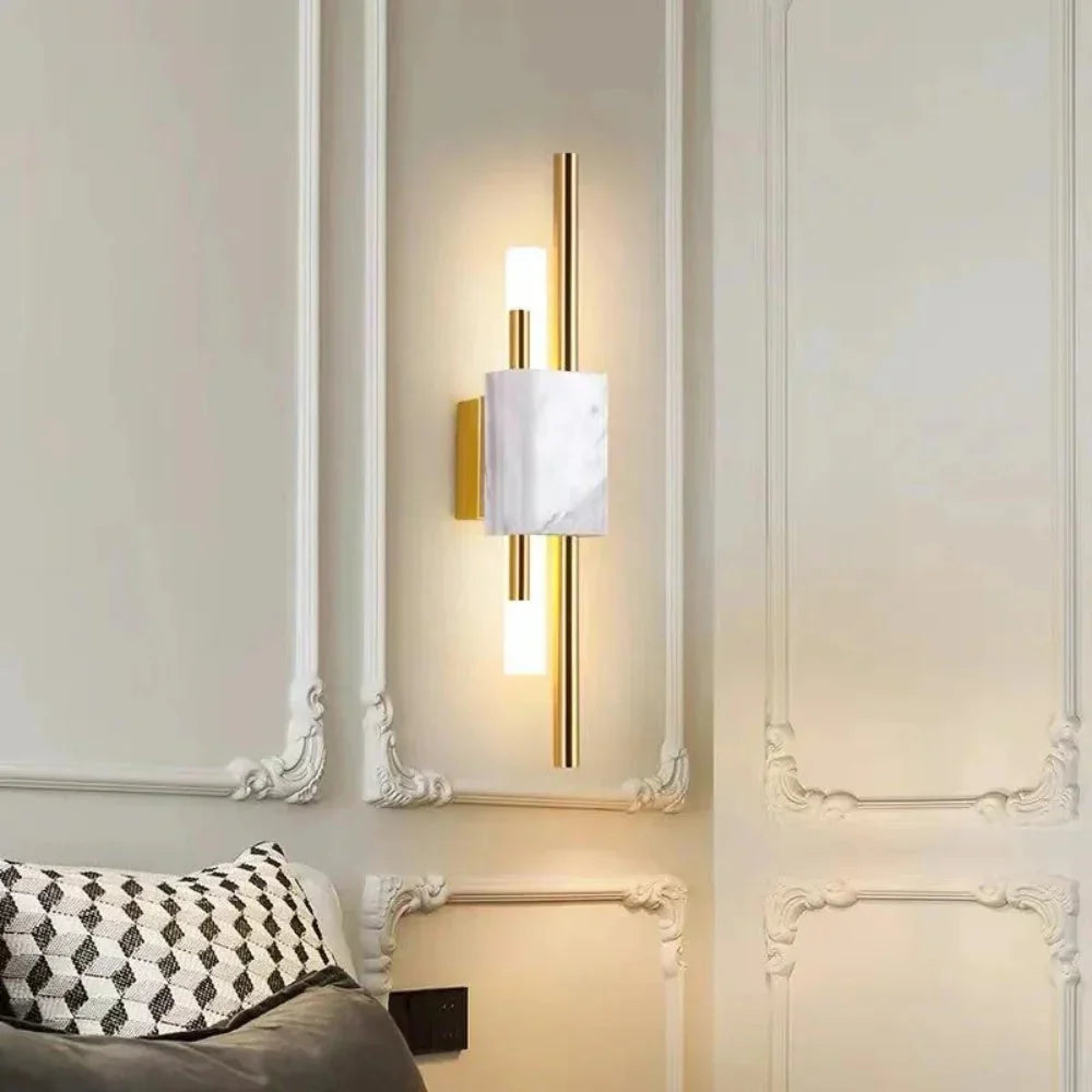 Refined Radiance Marble Accents Wall Light | Souliia
