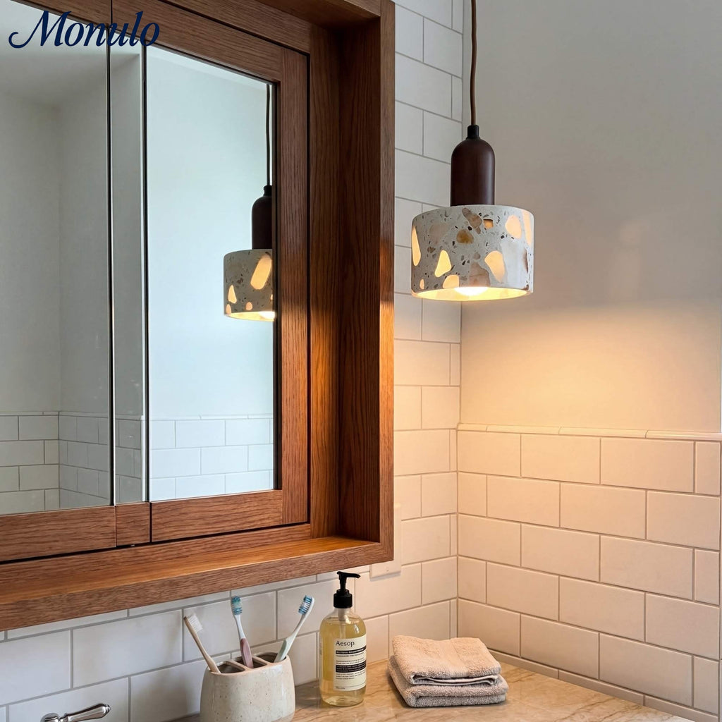 Wabi-sabi Style Water-polished Translucent Stone Retro Pendant Lamp | Souliia