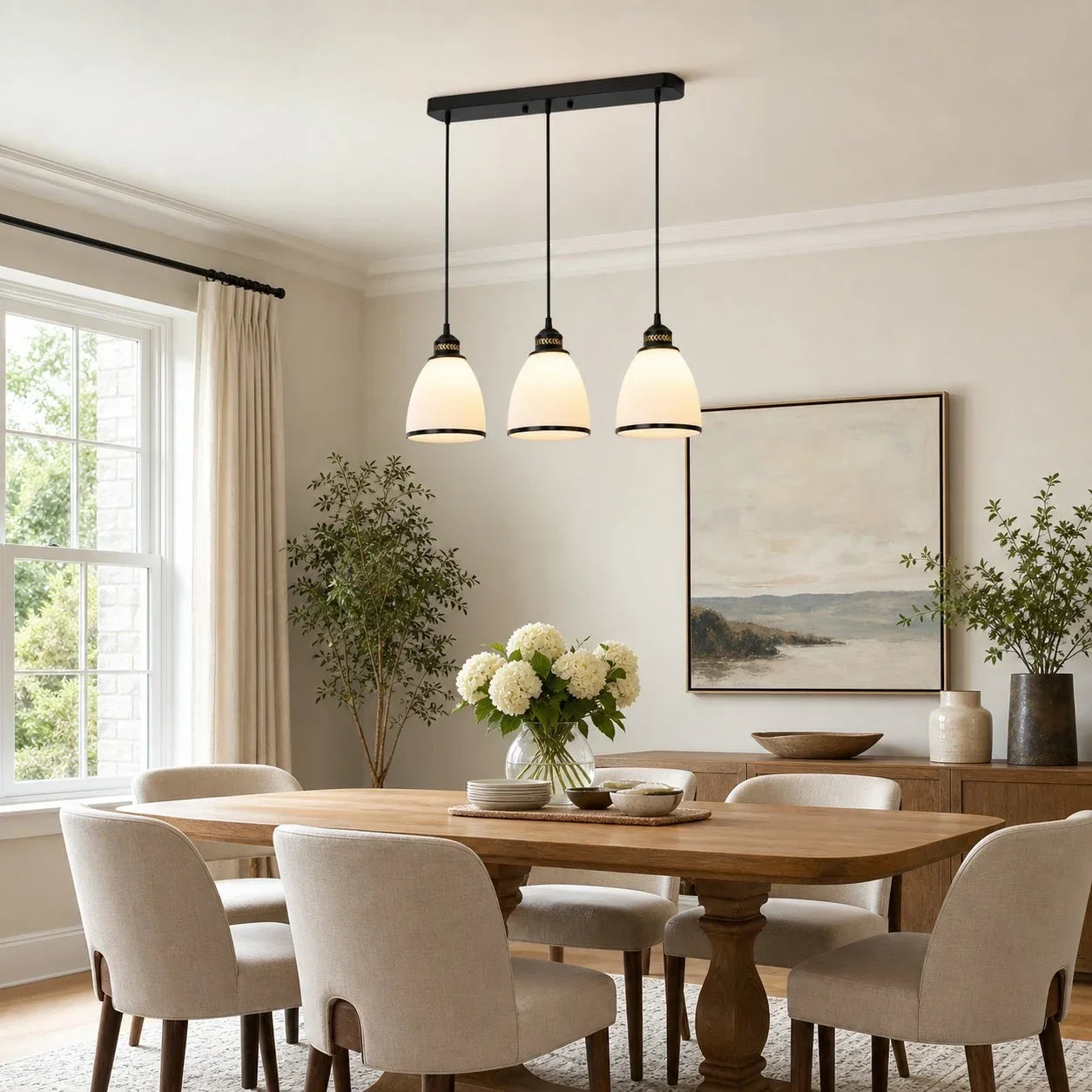 Three Head Glass Pendant Lamp | Souliia